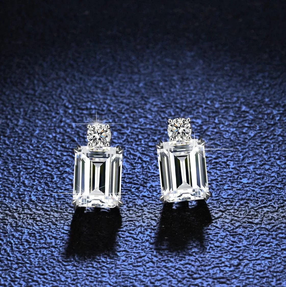 4ct / White Hoyon S925 Sterling Silver High End Jewelry Gemstone  Sapphire Jewelry Set 18K White Gold Real Natural Diamond Stud Earrings