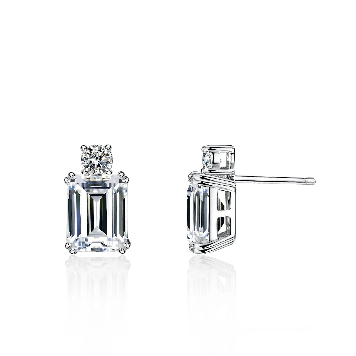 4ct / White Hoyon S925 Sterling Silver High End Jewelry Gemstone  Sapphire Jewelry Set 18K White Gold Real Natural Diamond Stud Earrings