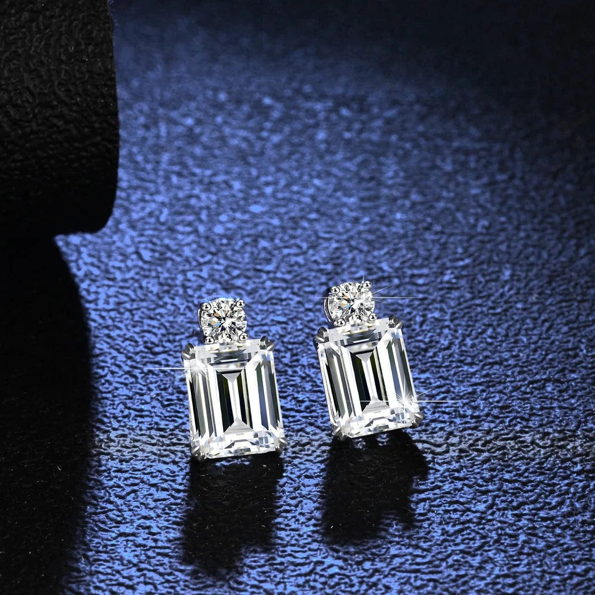 4ct / White Hoyon S925 Sterling Silver High End Jewelry Gemstone  Sapphire Jewelry Set 18K White Gold Real Natural Diamond Stud Earrings