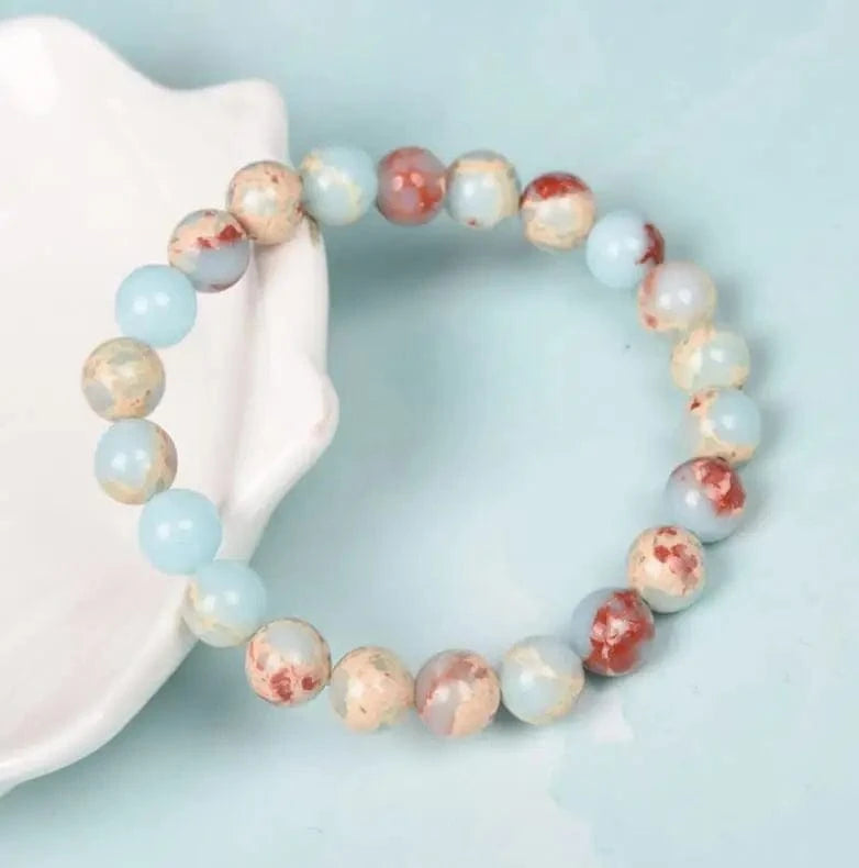 4mm / 19CM / larderite 8mm Gorgeous Semi-Precious Gemstones Round Beads Energy Power Crystal Reiki Healing Elastic Stretch Bracelet for Women Men Gifts