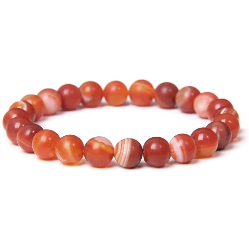 4mm / 19CM / red veins agate 8mm Gorgeous Semi-Precious Gemstones Round Beads Energy Power Crystal Reiki Healing Elastic Stretch Bracelet for Women Men Gifts