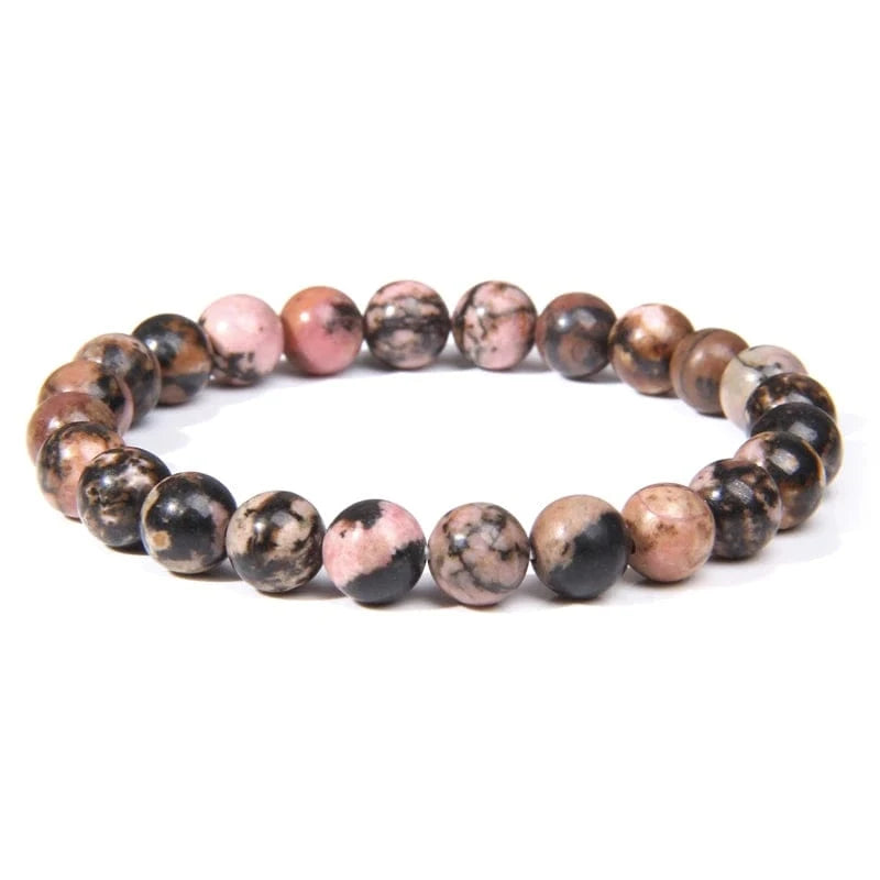 4mm / 19CM / rhodonite 8mm Gorgeous Semi-Precious Gemstones Round Beads Energy Power Crystal Reiki Healing Elastic Stretch Bracelet for Women Men Gifts