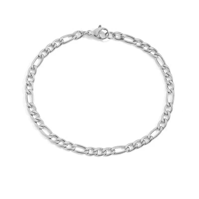 4mm -- 19cmL  (YS32824) / Steel color eManco Hip Hop Jewelry 14k Gold Plated Stainless Steel 4mm 6mm 8mm Figaro Link Chain Bracelet Men Women wholesale