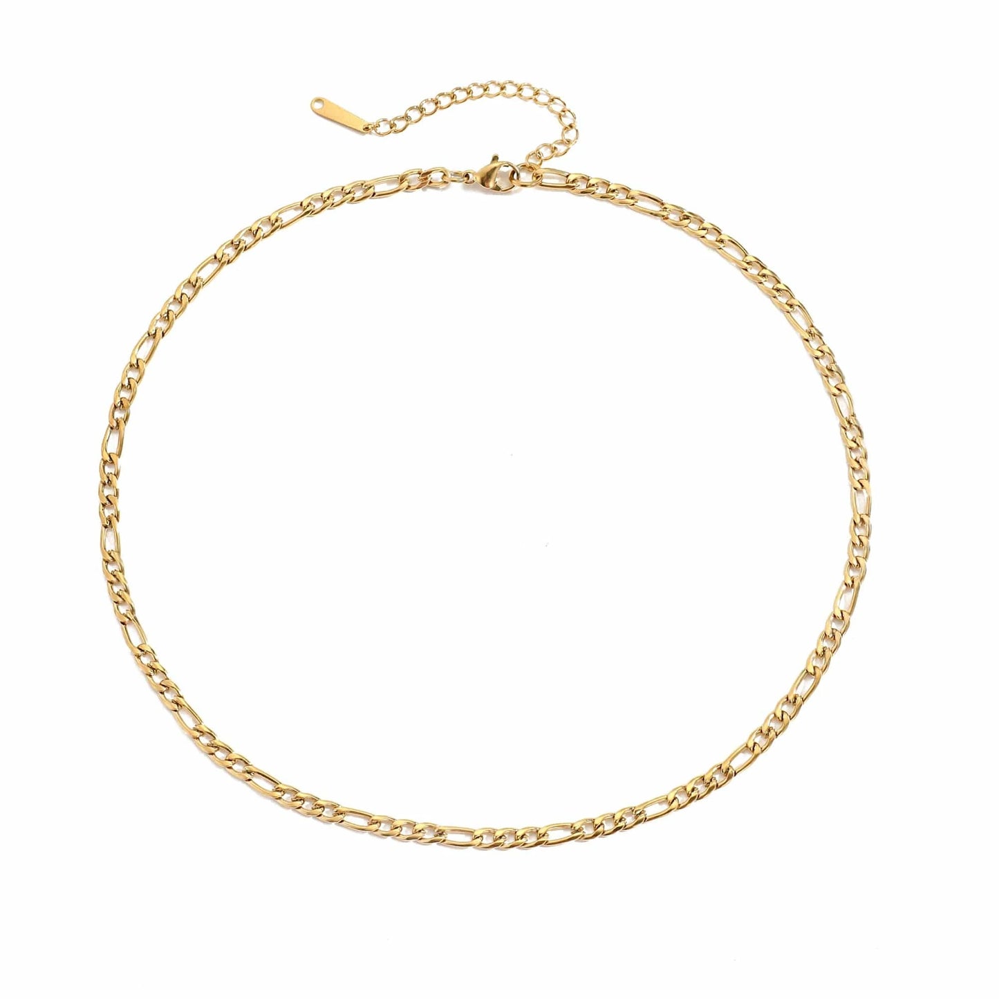 4MM--- Length 38+5CM extender chain / 14k Gold eManco Wholesale Fashion Women Men Hip Hop Jewelry Gold Plated  Figaro Link Chain Necklace Stainless Steel