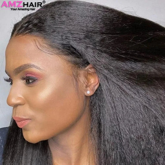 4x4 Closure Wig / United States / 22inches|180% Kinky Straight 13x4 Lace Front Wigs Human Hair For Women Brazilian 4x4 Transparent Lace Closure Wigs Yaki Human Hair Wigs