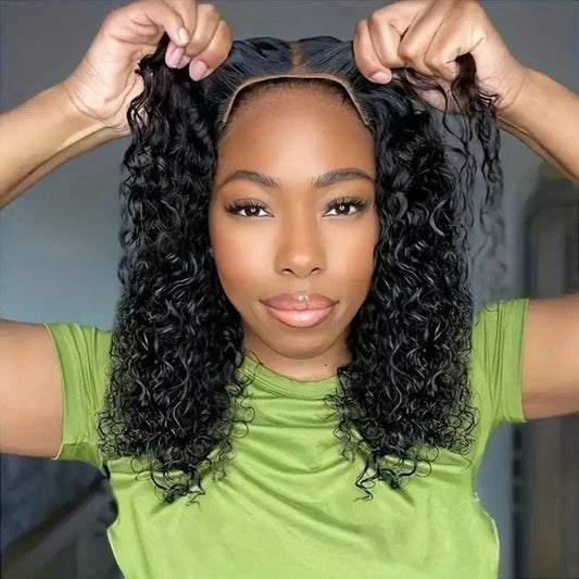 4x4 Glueless Wig / 200% / france|14inches 4x4 Put On And Go Glueless Bob Wigs Human Hair Curly For Women Pre Plucked Pre Cut Lace Ready To Wear Kinky Curly Lace Front Wig