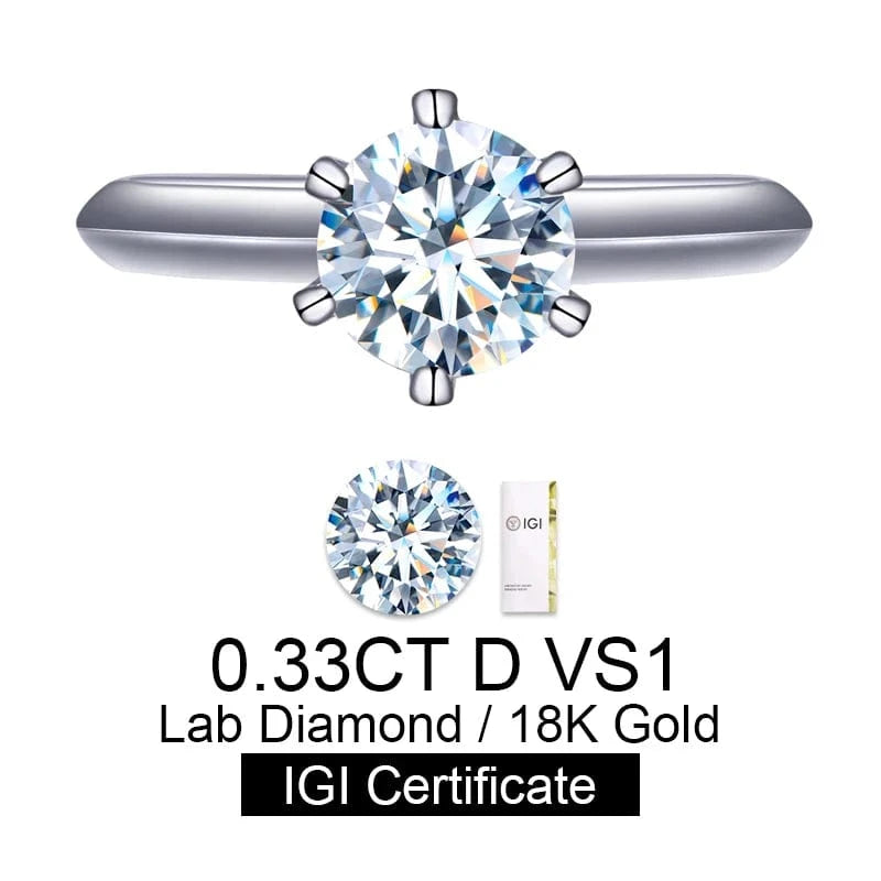 5.5 / 0.3ct lab diamond ring Messi Classic 18K Gold Jewelry Customized Engagement Wedding 0.3ct 0.5ct 1ct 1.5ct 2.5ct HPHT CVD Lab Grown Diamond Ring