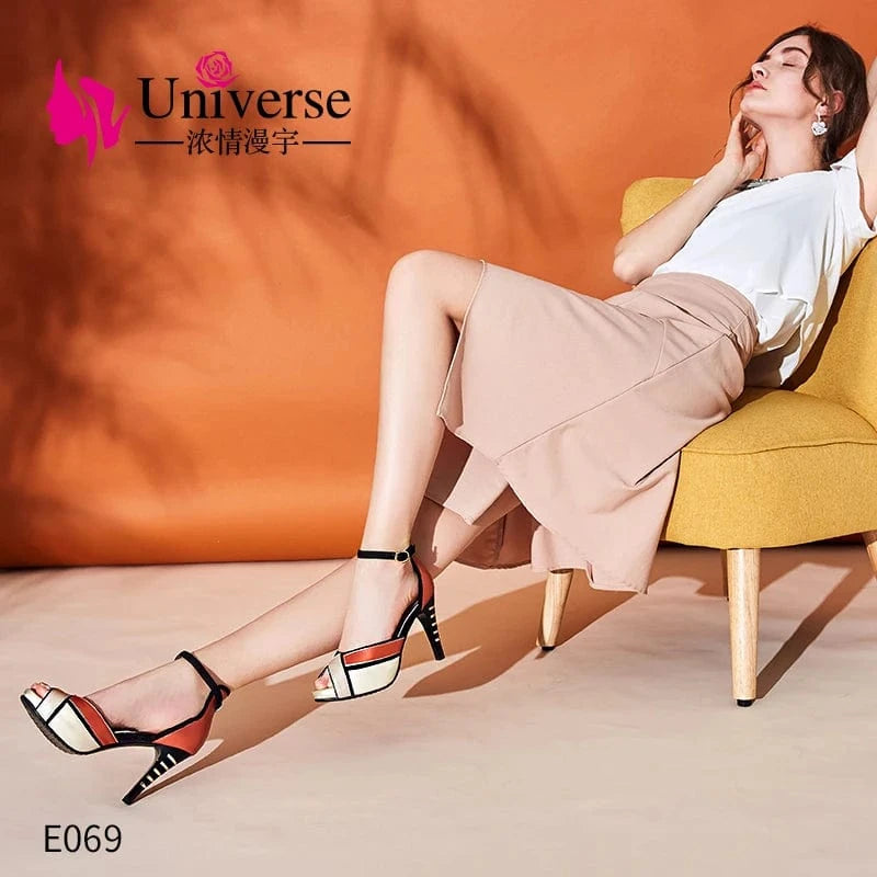 5.5 / Blue Universe E069 Sexy Peep Toe Platform Ladies Leather High Heeled Pumps Shoes Women Sandals