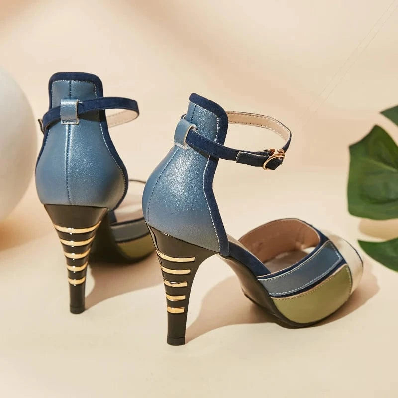 5.5 / Blue Universe E069 Sexy Peep Toe Platform Ladies Leather High Heeled Pumps Shoes Women Sandals