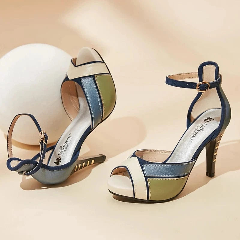 5.5 / Blue Universe E069 Sexy Peep Toe Platform Ladies Leather High Heeled Pumps Shoes Women Sandals