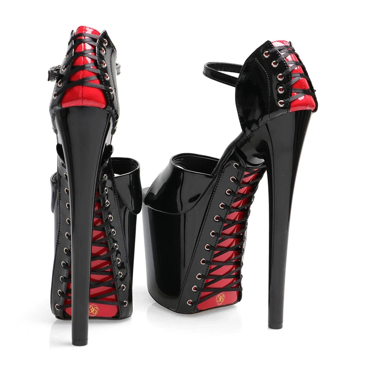 5.5 / Red 8inch-20cm black platform lace up sexy Exotic Dancer Shoes strip Dance Pole Dance fashionable high-heeled  high heel shoes