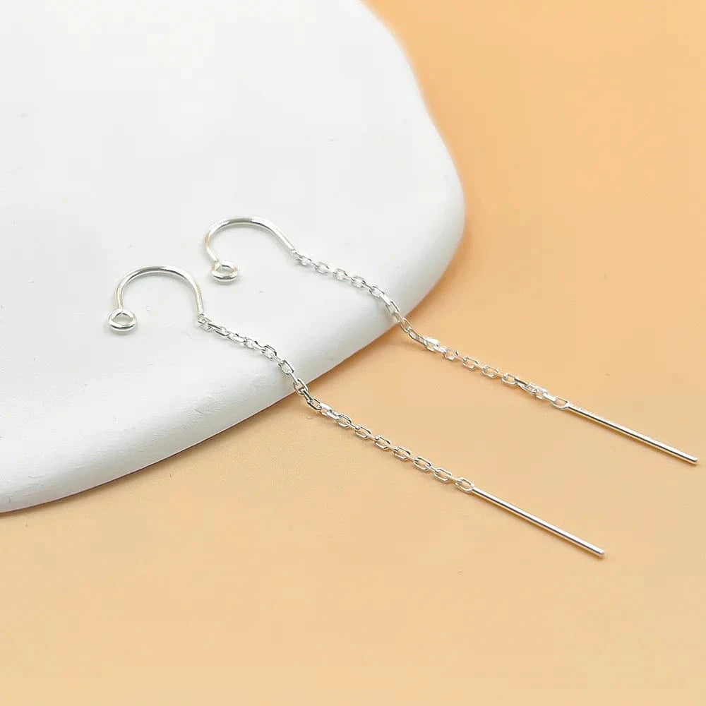 5.8cm legnth / U-Threader Hypoallergenic Ear Threads 925 Sterling Silver Women Fine Jewelry Earrings
