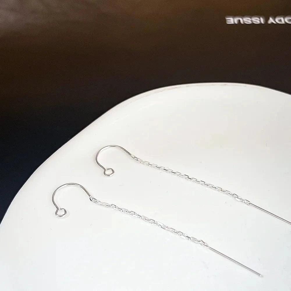 5.8cm legnth / U-Threader Hypoallergenic Ear Threads 925 Sterling Silver Women Fine Jewelry Earrings