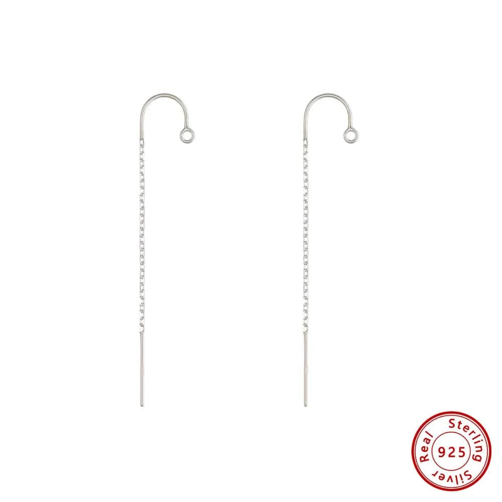 5.8cm legnth / U-Threader Hypoallergenic Ear Threads 925 Sterling Silver Women Fine Jewelry Earrings