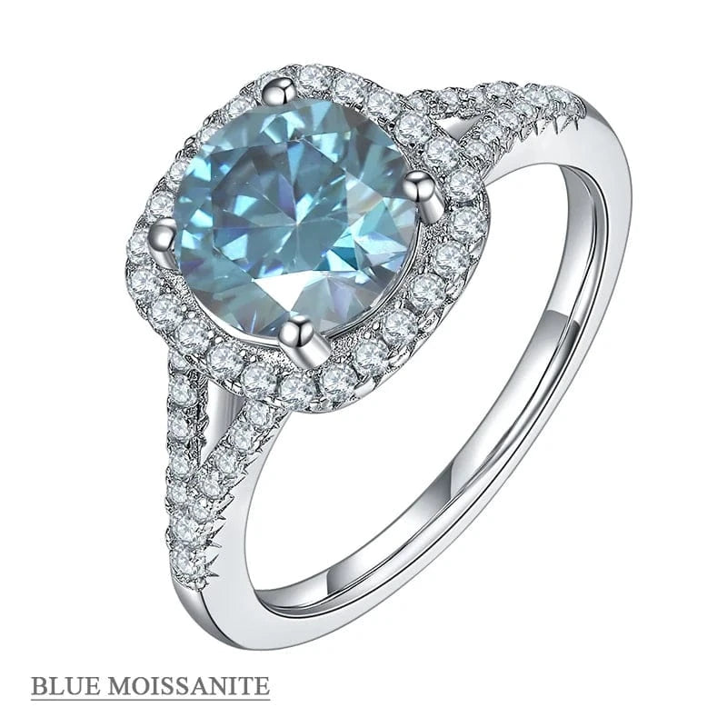 5 / Blue Moissanite Diamond Abiding Jewelry Factory OEM/ODM Custom Jewelry Wholesale 2 Carat Moissanite Diamond Rings Moissanite