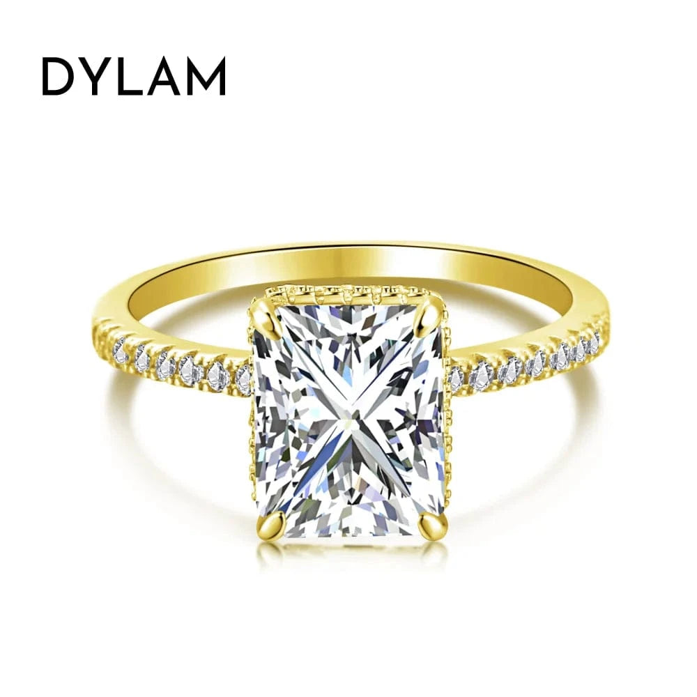 5 / DY120099-S-G-WH Dylam Free of nickel and lead engagement rings for her fit moissanite sterling silver AAAAAAAA CZ anniversary 925 silver ring