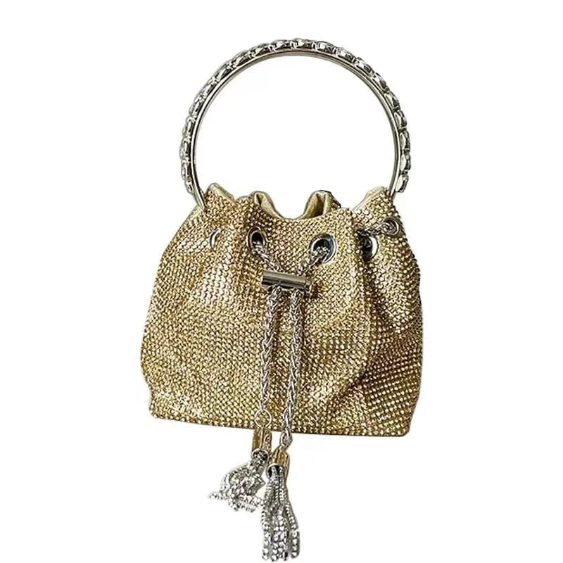 5 / Gold bag Summer Fashion sandals rhinestone diamond fashion luxury shoes ladies 2024 heels handbag bag and shoes set for women