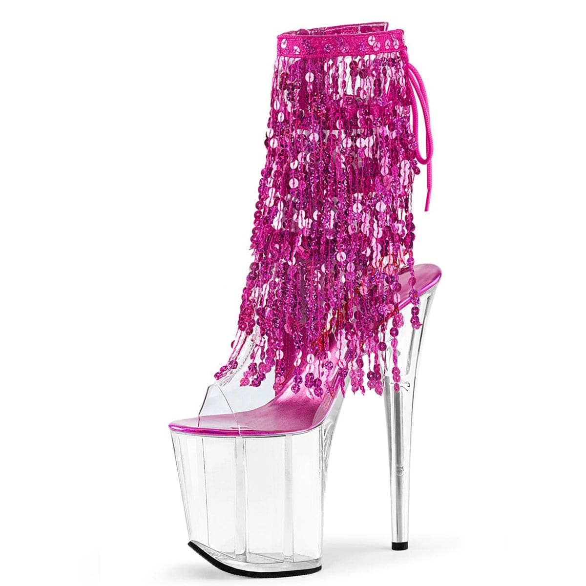 5 / Plum A 8Inch Pole Dance Shoes Glitter Fringe Open Toe Exotic Dancer Fashion Platform New 20cm Ankle Boot Stripper Heels Bling Nightclub