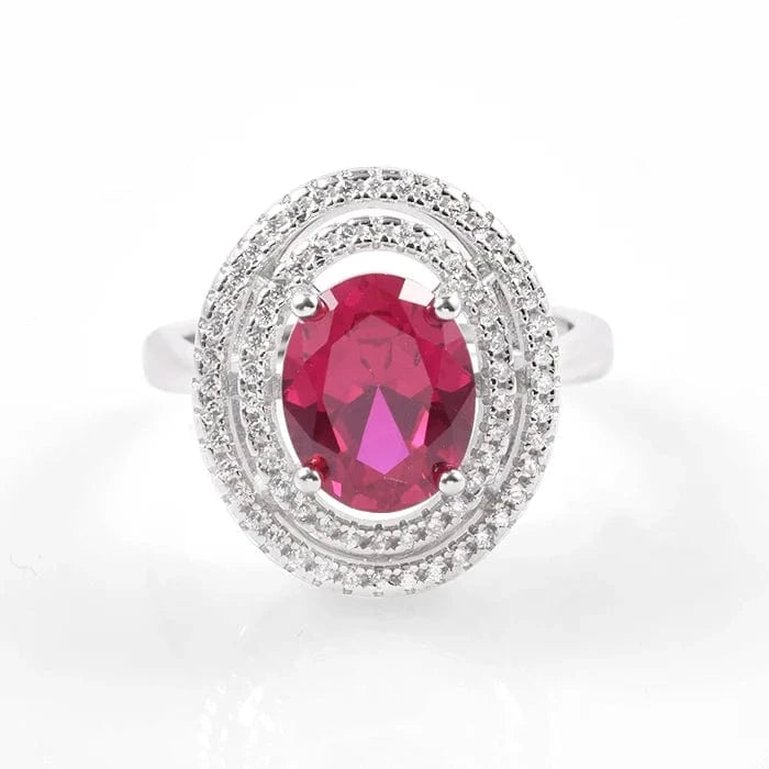 5 / R0048 Luxury jewelry ruby oval cut 5x7mm 925 sliver rings jewelry women