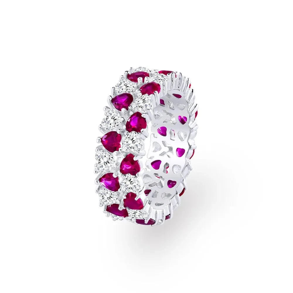 5 / Red Wholesale New European and American Fine Jewelry Plated 18k 925 Sterling Silver Plated Zircon Ring