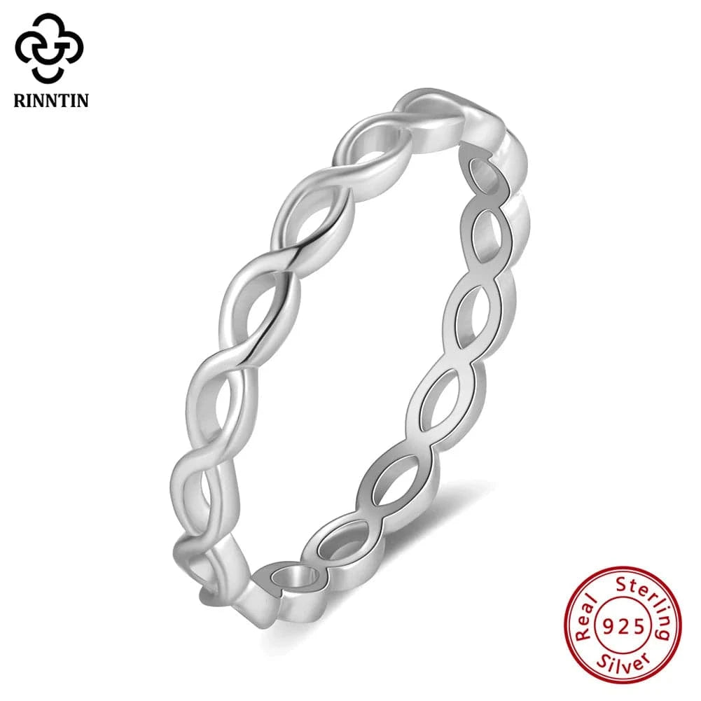 5 / Rhodium Plated RINNTIN APR27 Wholesale Fine Jewelry 14K Gold Plated 925 Sterling Silver Infinity Ring Minimalism Classic Band Rings For Couples