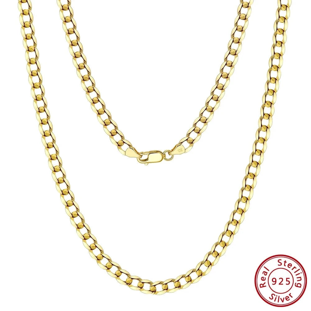 50cm(20inches) / SC60-18K-5 RINNTIN SC60-5 Gold Chain Necklace Designs Italian 5mm Diamond Cut Cuban Link Curb Chain Necklace for Women Men