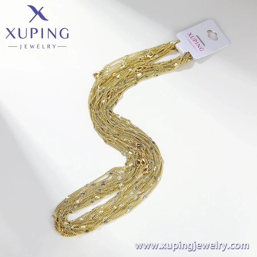 55cm / 14k gold color 1# Xuping Cheap Wholesale14k Gold Plated Personality 55cm Envelope Americas Hot Selling cuban Chain Necklace with free shipping