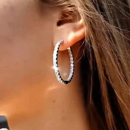 5A Cubic Zirconia Silver Gold Rose Gold Plated 3 Colors Fashion Women Jewelry CZ Full Diamond 35mm Huggie Hoop Earrings