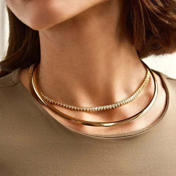 5A Cubic Zirconia Tear Drop Water Drop Bezel CZ Tennis Chain Necklace For Women Girl Fashion Party Jewelry