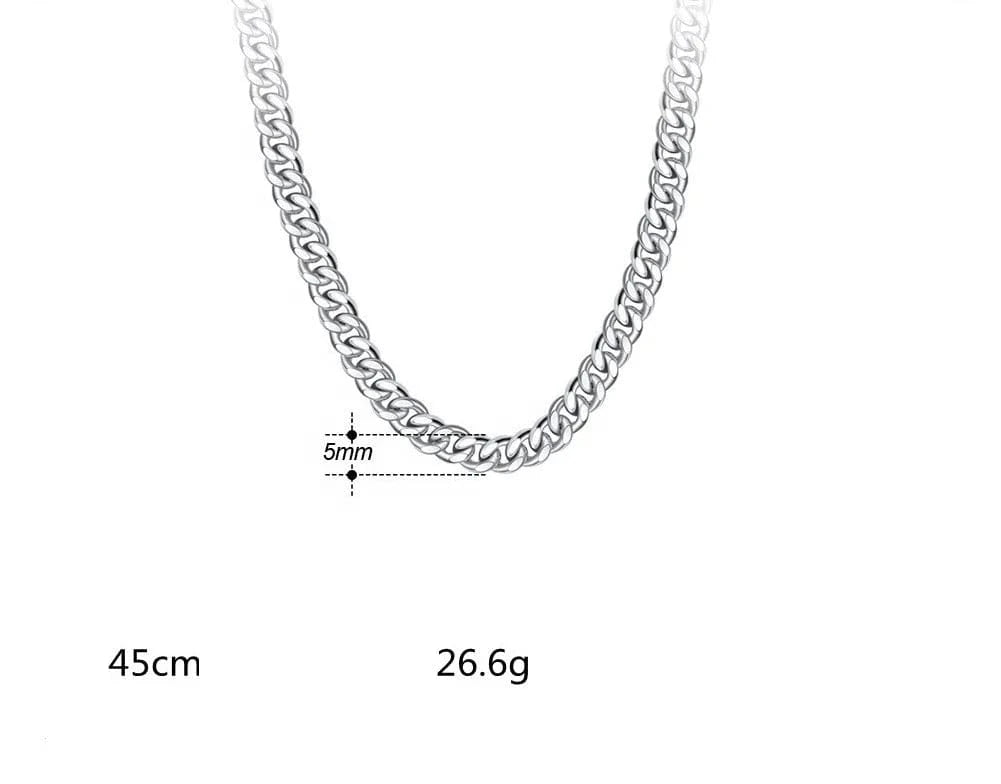 5mm*45cm Chains Hip Hop Jewelry 3.6/5/7mm Chunky Diamond-cut Cuban Link Chain Necklace 925 Sterling Silver Trendy Picture for Men Women