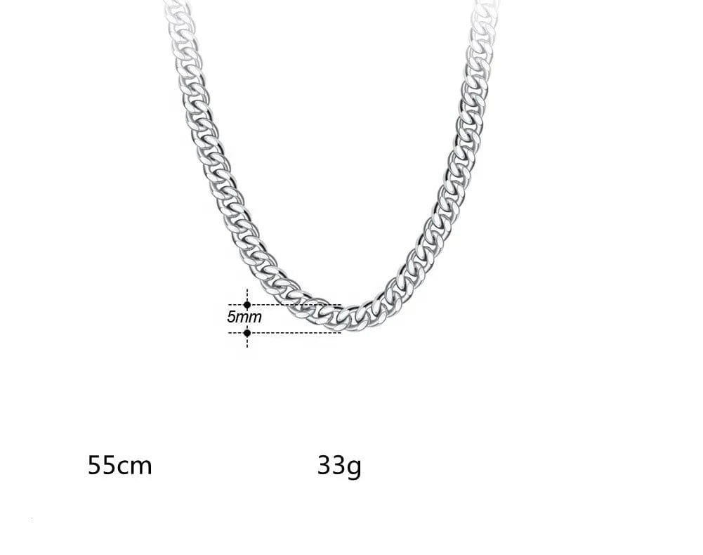 5mm*55cm Chains Hip Hop Jewelry 3.6/5/7mm Chunky Diamond-cut Cuban Link Chain Necklace 925 Sterling Silver Trendy Picture for Men Women