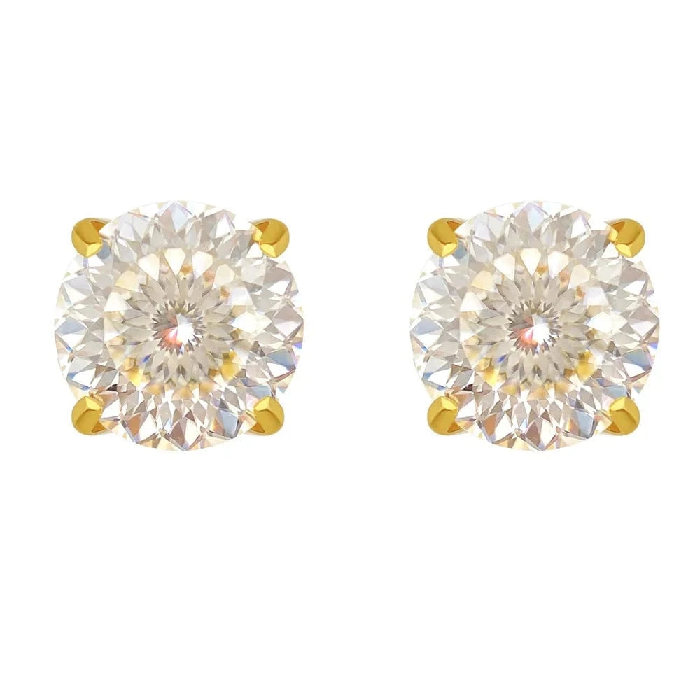 5mm moissanite / Gold Kings Cut Moissanite Earrings 925 Sterling Silver White VVS 0.5/1ct  Stud Moissanite 14K planted Earring fine Jewelry