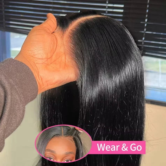 5x5 Glueless Wig / 180% / United States|38inches Pre Cut No Glue 4x6 Bone Straight Glueless Wig Human Hair 5x5 Ready To Wear Brazilian Lace Front Wigs For Women Preplucked Bling