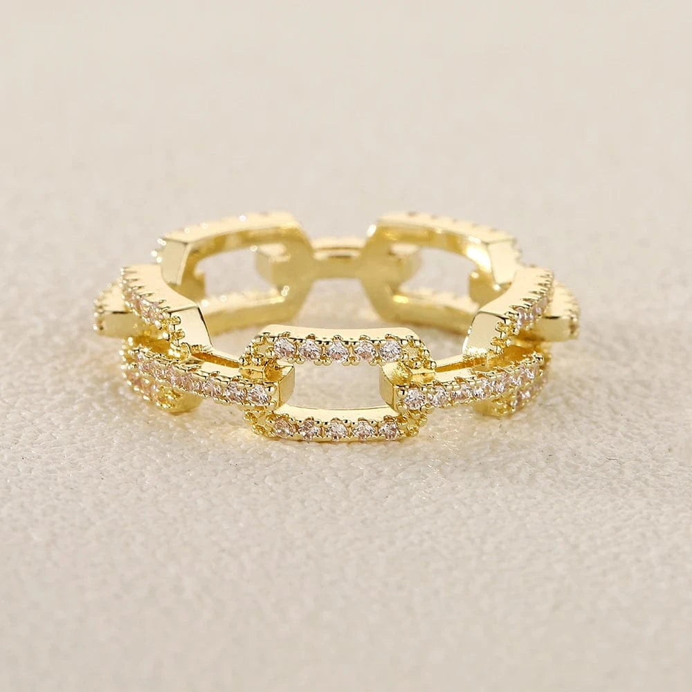 6 / 1-RL1038C RAKOL RL1038 New Design Trendy 18k Gold Plated Iced Out CZ Cubic Bling Zircon Diamond Wedding Gothic Tennis Women Rings Jewelry