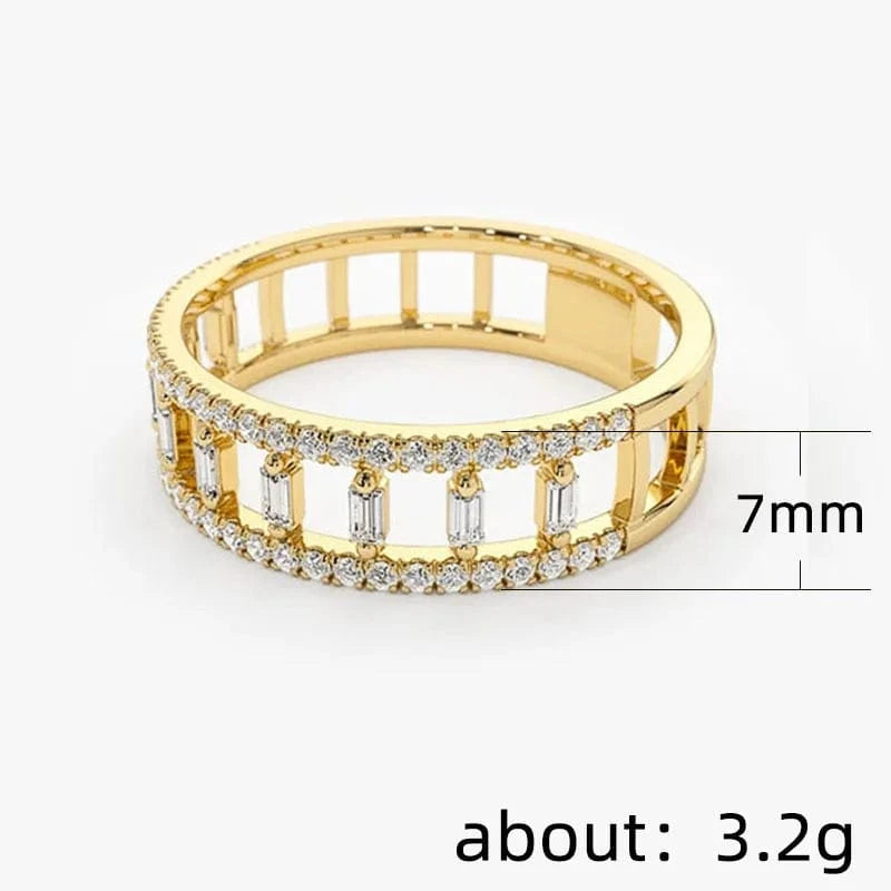 6 / 11-ZPR352B RAKOL RL1038 New Design Trendy 18k Gold Plated Iced Out CZ Cubic Bling Zircon Diamond Wedding Gothic Tennis Women Rings Jewelry