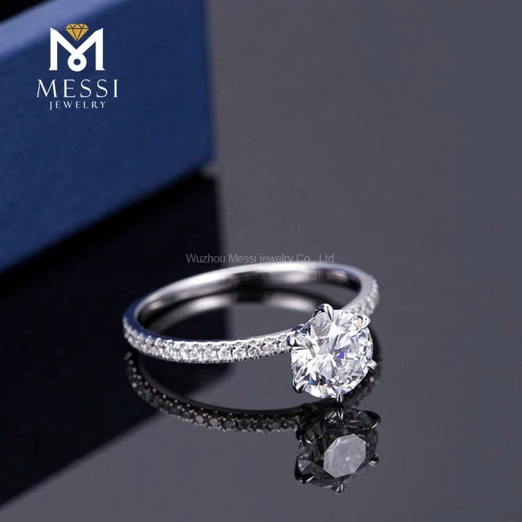 6 / 18K White Gold 18K White Gold Solitairy 1ct D SI1 Round Brilliant Lab Grown Diamond Engagement Ring for Women