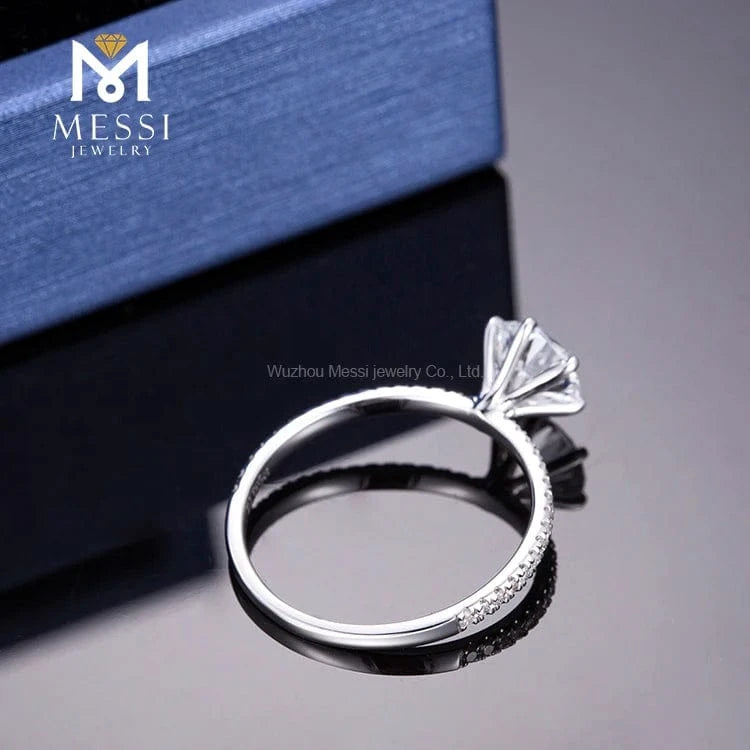 6 / 18K White Gold 18K White Gold Solitairy 1ct D SI1 Round Brilliant Lab Grown Diamond Engagement Ring for Women