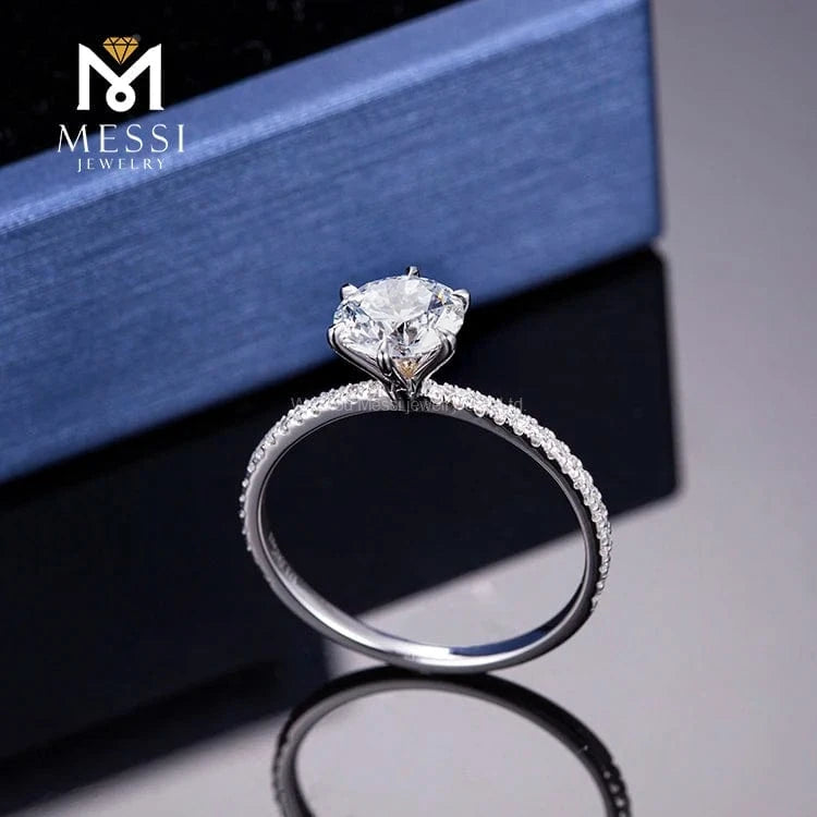 6 / 18K White Gold 18K White Gold Solitairy 1ct D SI1 Round Brilliant Lab Grown Diamond Engagement Ring for Women