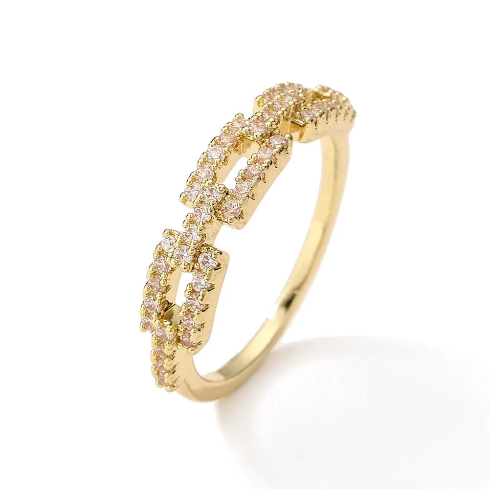 6 / 2-ZPR374A RAKOL RL1038 New Design Trendy 18k Gold Plated Iced Out CZ Cubic Bling Zircon Diamond Wedding Gothic Tennis Women Rings Jewelry