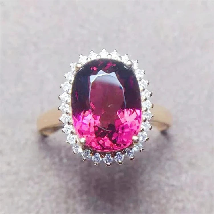 6.25 / 18k rose gold 3.9ct genuine tourmaline SGARIT rings jewelry18k gold 3.9ct genuine tourmaline rings jewelry for the only love dazzling unique wedding rings