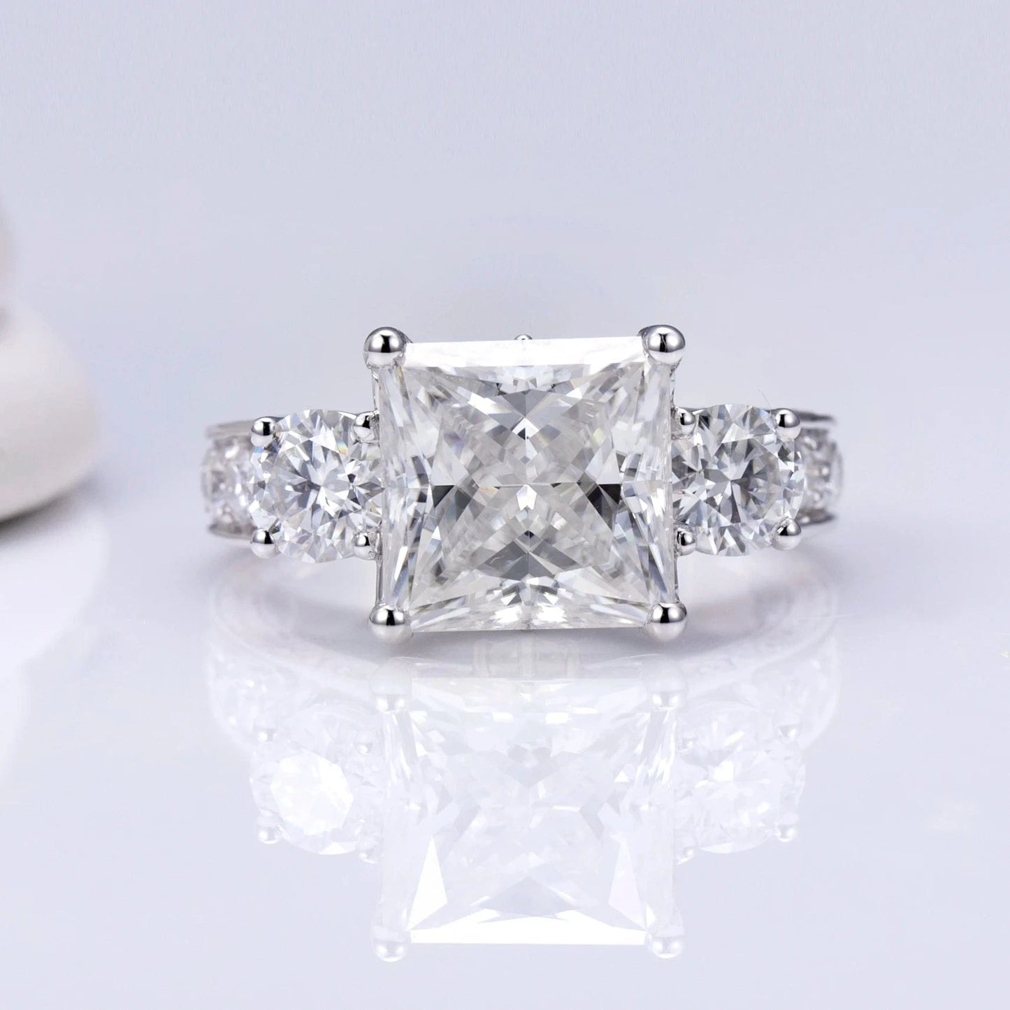 6.5 / 14k moissanite Custom new design three stones engagement wedding 14K gold diamond Moissanite Ring