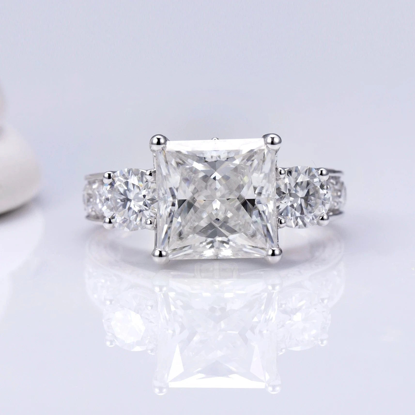 6.5 / 14k moissanite Custom new design three stones engagement wedding 14K gold diamond Moissanite Ring