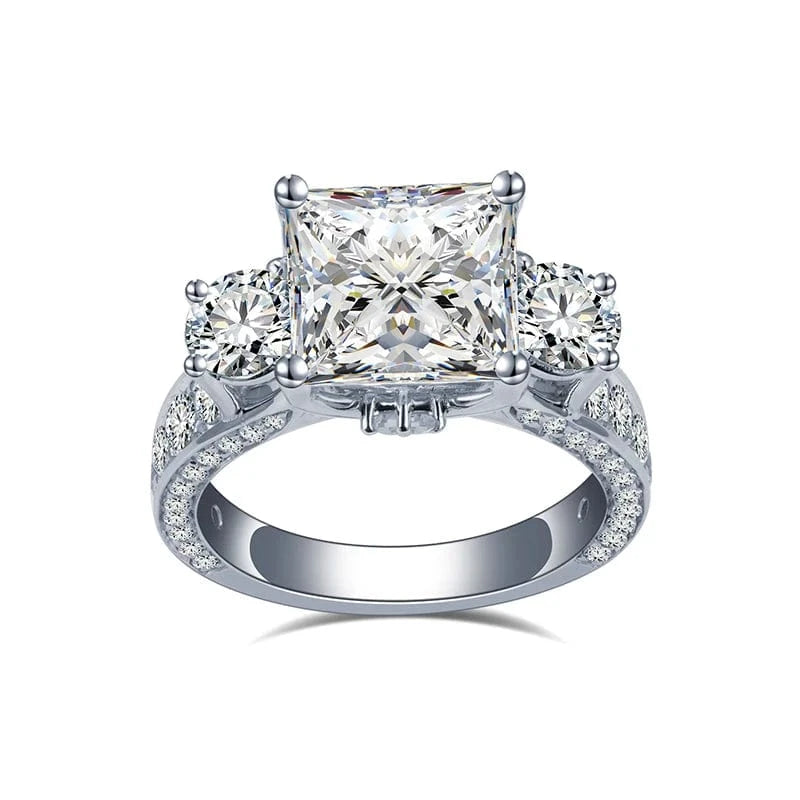 6.5 / 14k moissanite Custom new design three stones engagement wedding 14K gold diamond Moissanite Ring