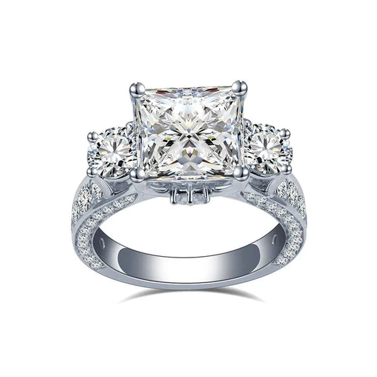 6.5 / 14k moissanite Custom new design three stones engagement wedding 14K gold diamond Moissanite Ring