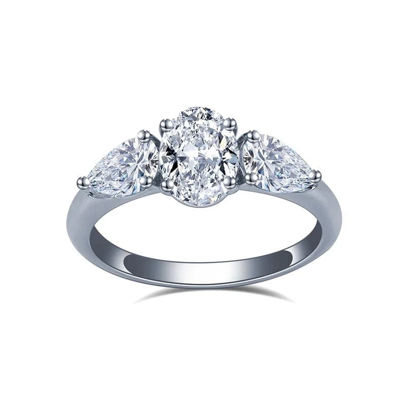 6.5 / 18k white gold custom three stones women engagement wedding 18K Gold 1CT E VVS1 Oval Lab grown diamond Ring