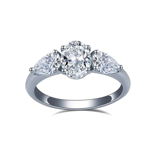 6.5 / 18k white gold custom three stones women engagement wedding 18K Gold 1CT E VVS1 Oval Lab grown diamond Ring