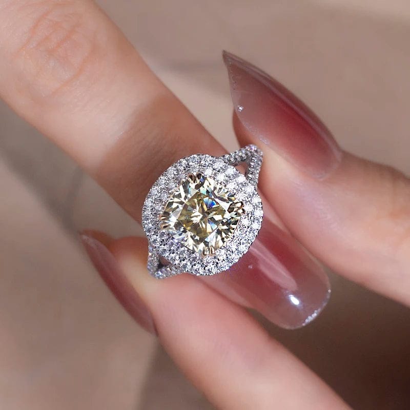 6.5 / moissanite halo ring Messi gems luxury 14k gold halo full diamondwedding engagement lab diamond ring