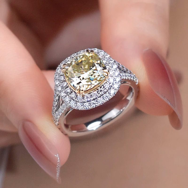 6.5 / moissanite halo ring Messi gems luxury 14k gold halo full diamondwedding engagement lab diamond ring