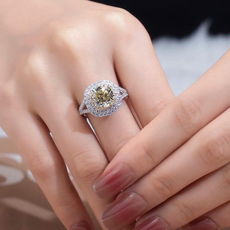6.5 / moissanite halo ring Messi gems luxury 14k gold halo full diamondwedding engagement lab diamond ring