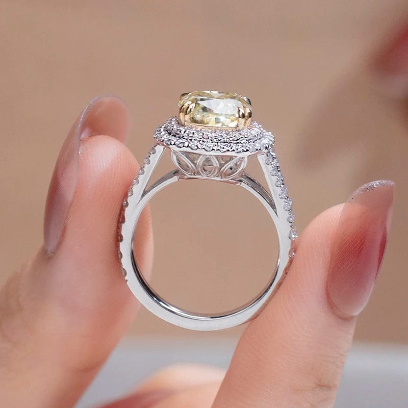 6.5 / moissanite halo ring Messi gems luxury 14k gold halo full diamondwedding engagement lab diamond ring